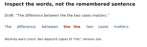 Checking an assignment for errors that familiarity can hide