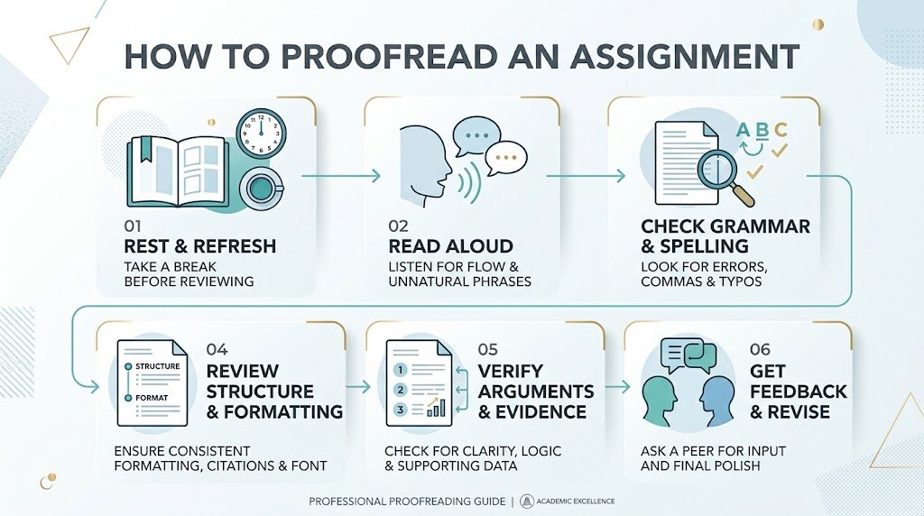 Steps to proofread an assignment